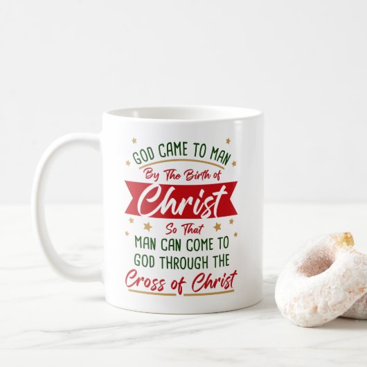 Geboorteplaats en kruis van Jezus Christus Kerstge Koffiemok (Met donut)