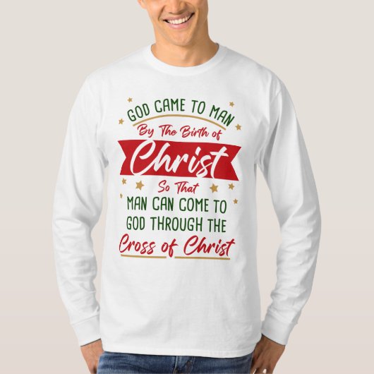 Geboorteplaats en kruis van Jezus Christus Kerstge T-shirt (Voorkant)