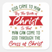 Geboorteplaats en kruis van Jezus Christus Kerstge Vierkante Sticker (Voorkant)