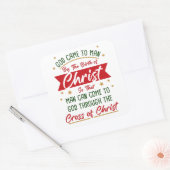 Geboorteplaats en kruis van Jezus Christus Kerstge Vierkante Sticker (Envelop)