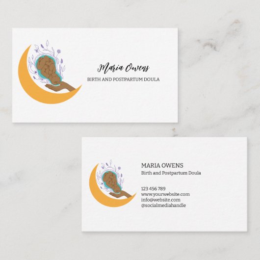 Geboorteplaats en postpartum Doula, verloskundige  Visitekaartje (Voorkant / Achterkant)