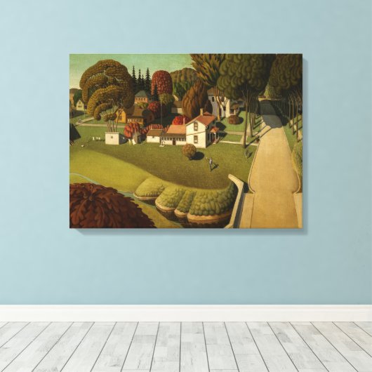 Geboorteplaats Herbert Hoover door Grant Wood Canvas Afdruk (Insitu (Houten vloer))