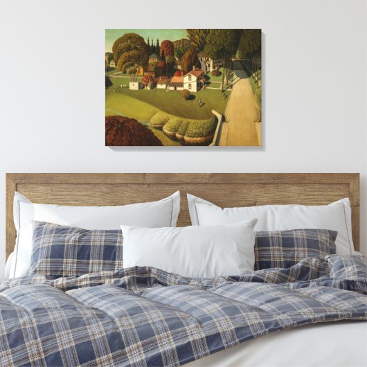 Geboorteplaats Herbert Hoover door Grant Wood Canvas Afdruk (Insitu (Slaapkamer))