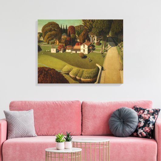 Geboorteplaats Herbert Hoover door Grant Wood Canvas Afdruk (Insitu (Woonkamer))