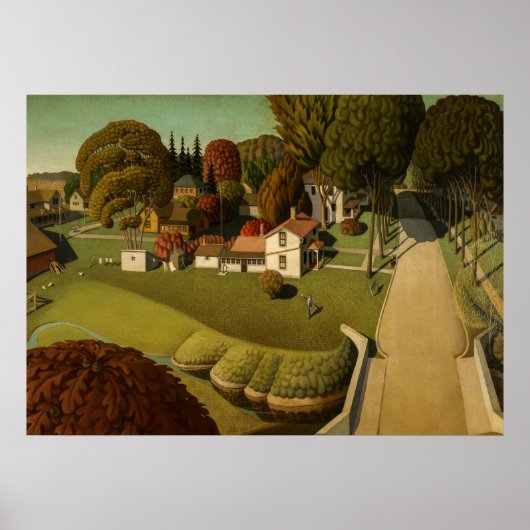 Geboorteplaats Herbert Hoover door Grant Wood Poster (Voorkant)