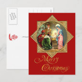 Geboorteplaats in een gouden, reliëfster feestdagenkaart (Voorkant / Achterkant)