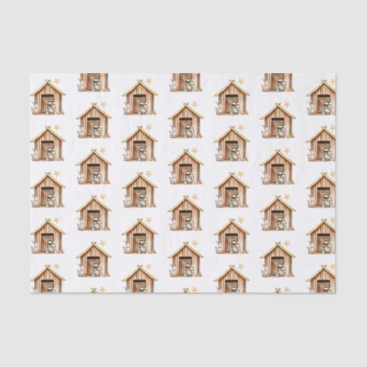 Geboorteplaats Mary Joseph Baby Jesus Christmas Tissuepapier (Voorkant)