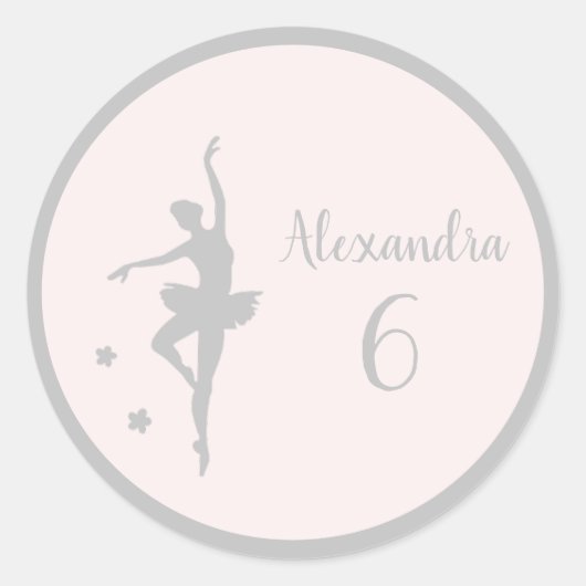 Geboorteplaats: Pastel Silver ballerina Ronde Sticker (Voorkant)