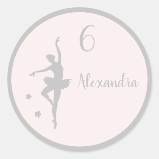 Geboorteplaats: Pastel Silver ballerina Ronde Sticker (Voorkant)