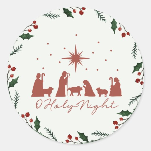 Geboorteplaats rond Kerst sticker (Voorkant)