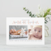 Geboorteplaats: Roze en grijs Aankondiging (Staand voorkant)