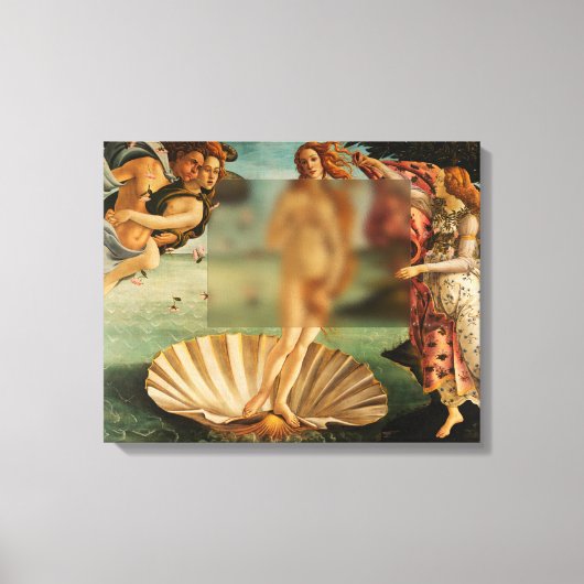 Geboorteplaats van Venus Funny Remake met Glass Ca Canvas Afdruk (Voorkant)