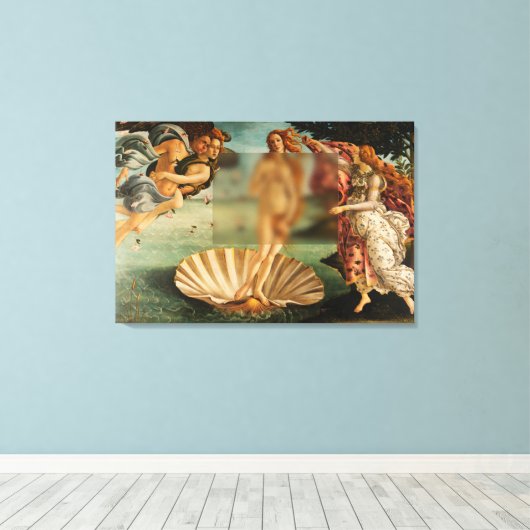 Geboorteplaats van Venus Funny Remake met Glass Ca Canvas Afdruk (Insitu (Houten vloer))