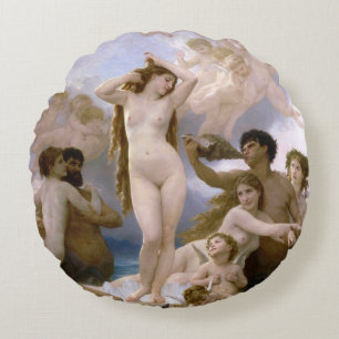 Geboorteplaats: Venus, William-Adolphe Bouguereau Rond Kussen