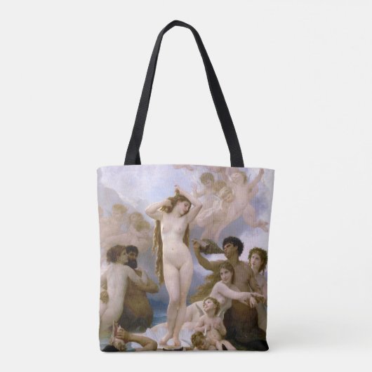 Geboorteplaats: Venus, William-Adolphe Bouguereau Tote Bag (Achterkant)