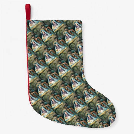 Geboorteplaats Vintage Christmas Stocking Kleine Kerstsok (Voorkant)