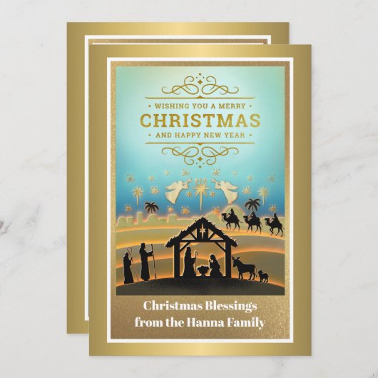 Geboorteplaats "Vrolijk Kerstfeest & Gelukkig Nieu Feestdagenkaart (Voorkant / Achterkant)