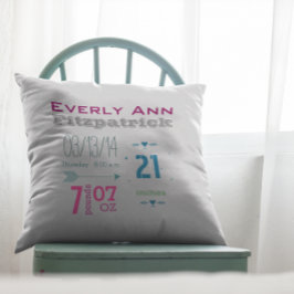 Geboorterecord Girl's Nursery Room Baby Stat Recor Kussen