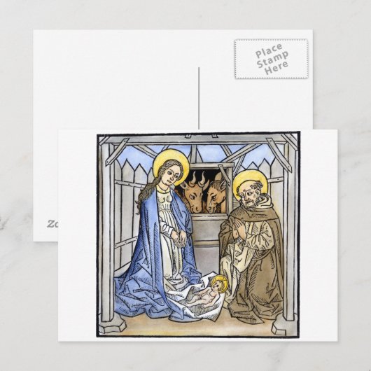 Geboortescène uit een Italiaans Verlicht Evangelie Briefkaart (Voorkant / Achterkant)