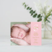 Geboortestatistieken Baby Meisje Monogram Foto Bed Briefkaart (Staand voorkant)