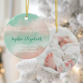 Geboortestatistieken Baby Naam Script Pasgeboren F Keramisch Ornament