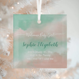 Geboortestatistieken Baby Naam Script Pasgeboren K Glas Ornament