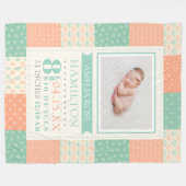 Geboortestatistieken Foto Baby Fleece Deken (Voorkant (Horizontaal))
