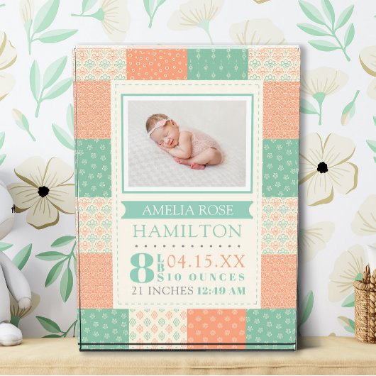 Geboortestatistieken Foto Baby Glass Fotoblok