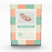 Geboortestatistieken Foto Baby Glass Fotoblok (Voorkant)