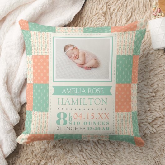 Geboortestatistieken Foto Baby Kussen (Deken)