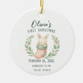 Geboortestatistieken Gepersonaliseerde Baby Eerste Keramisch Ornament (Voorkant)