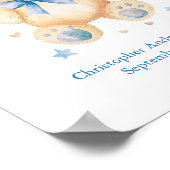 Geboortestatistieken Teddy Bear Blue Bow Baby Boy  Poster (Hoek)