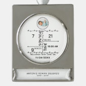 Geboortestatistieken van pasgeborenen Baby Foto Aa Verzilverd Banner Ornament (Voorkant)