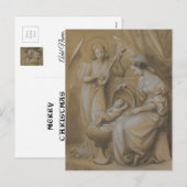 Geboortetekening Maagd Maria Baby Jesus Angel Wieg Feestdagenkaart (Voorkant / Achterkant)