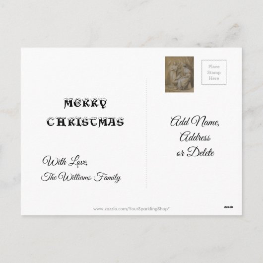 Geboortetekening Maagd Maria Baby Jesus Angel Wieg Feestdagenkaart (Achterkant)