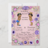 geboortetwijn baby aankondiging, roze, kleurrijk aankondiging (Voorkant)