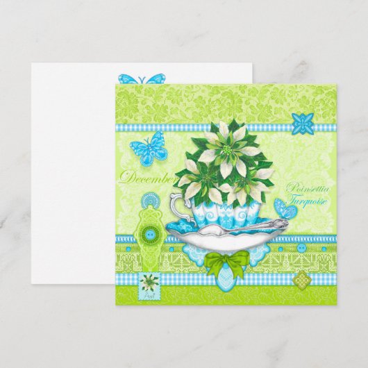 Geboorteventilator en geem December Kaart Teacup (Voorkant / Achterkant)