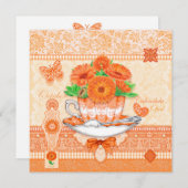 Geboorteventilator en Gem Oktober Teacup Kaart (Voorkant / Achterkant)