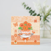 Geboorteventilator en Gem Oktober Teacup Kaart (Staand voorkant)