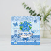 Geboorteventilator en Gem September Teacup Kaart (Staand voorkant)