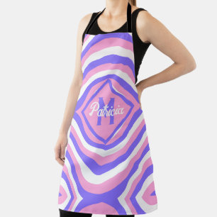 Geborduurd 70s Groovy roze & paarse psychedelisch Schort