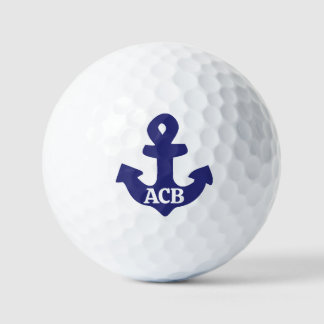 Geborduurd ankerontwerp in marineblauw golfballen