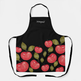 Geborduurd Appelpatroon Aquarel Handgeschilderd Schort
