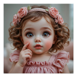 Geborduurd Baby-portret Perfect Poster