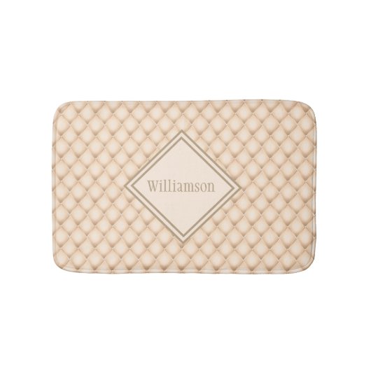 Geborduurd Beige Crème Diamant Geometrisch Patroon Badmat (Voorkant)