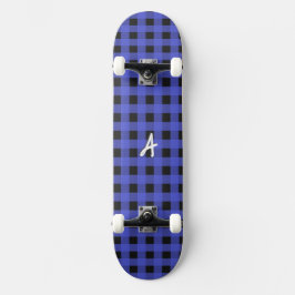 Geborduurd Blauw Buffalo Plaid Rustiek Patroon Persoonlijk Skateboard