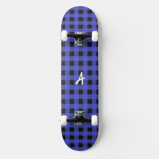Geborduurd Blauw Buffalo Plaid Rustiek Patroon Persoonlijk Skateboard