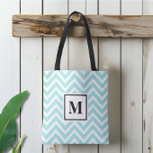 Geborduurd Blauw en Wit Chevron Patroon Tote Bag