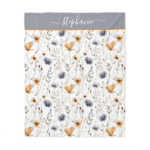 Geborduurd Blauw Grijs Beige Wit Boho Bloemmotief
