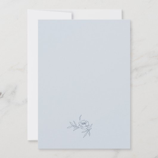 Geborduurd Blauw Huwelijksuitnodiging Kaart (Achterkant)